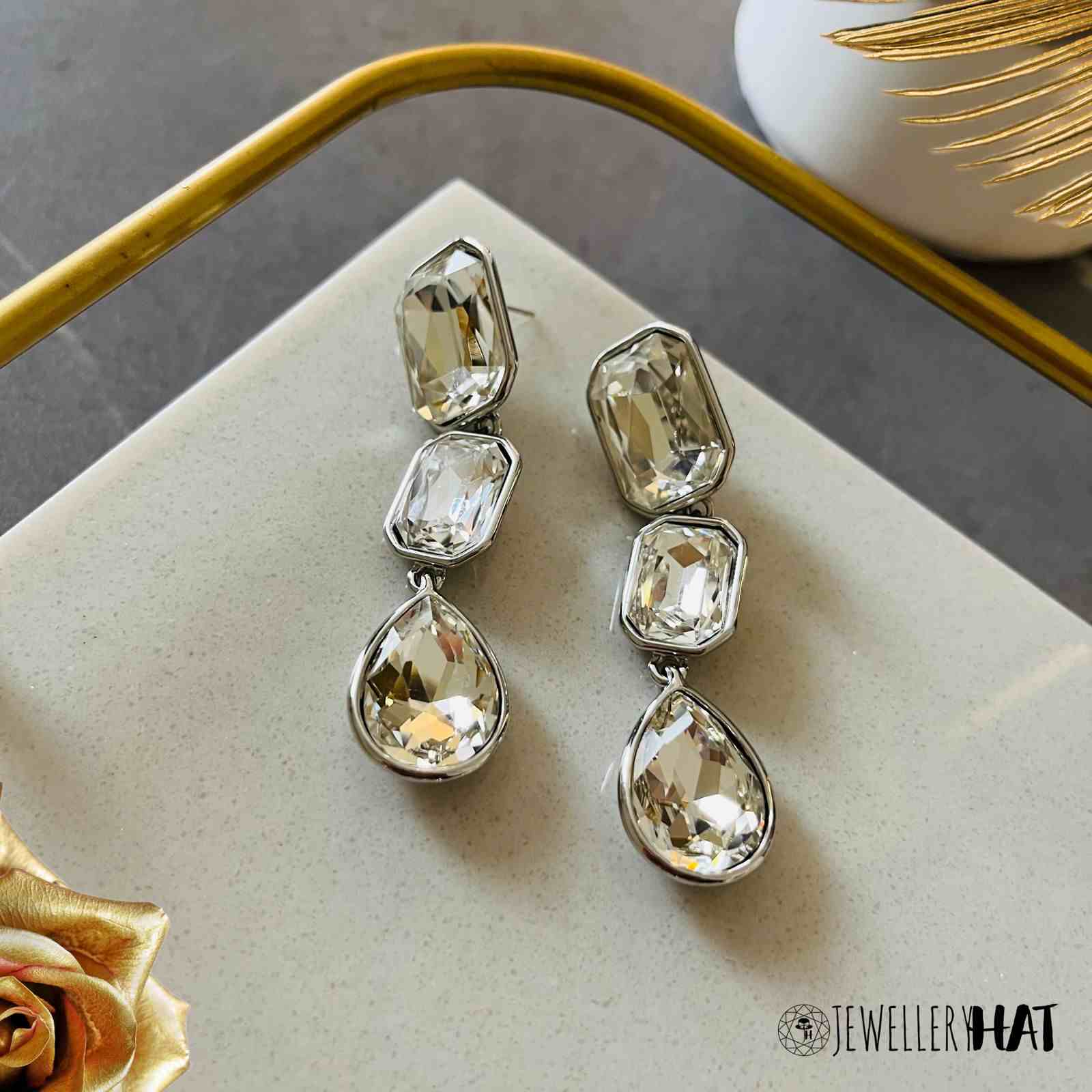 Drop Earrings Big Bling Earrings Rivoli Swarovski Crystal Dangle