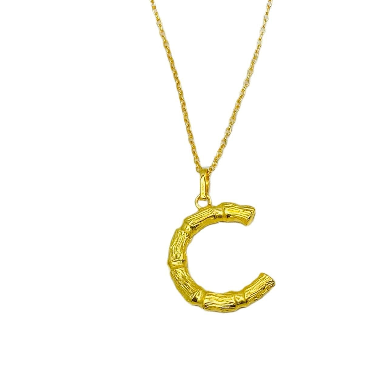Name Locket C Alphabet Gold Necklace Initial Necklaces