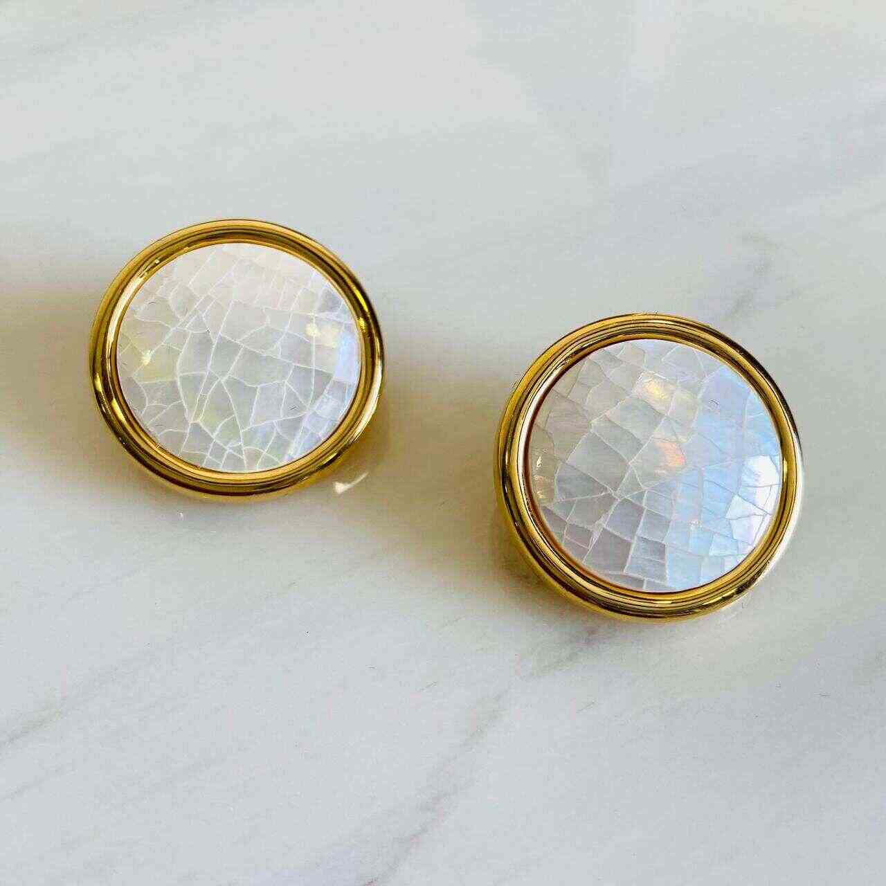 Pearl Earrings Design Gold Plated Big Round Earrings Fashion
