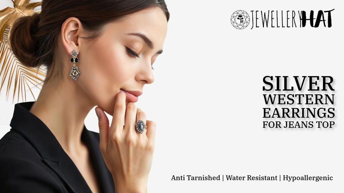 Silver western earrings for jeans top