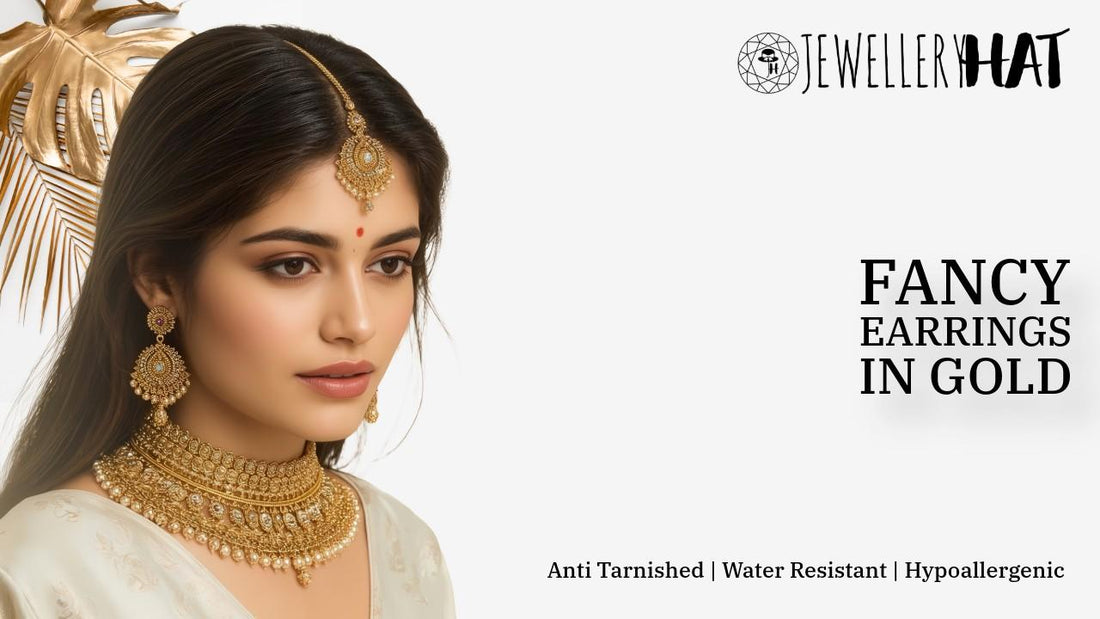 fancy earrings in gold