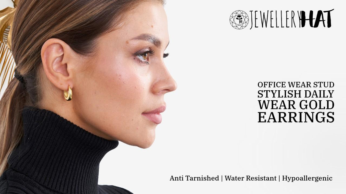 office wear stud stylish daily wear gold earrings