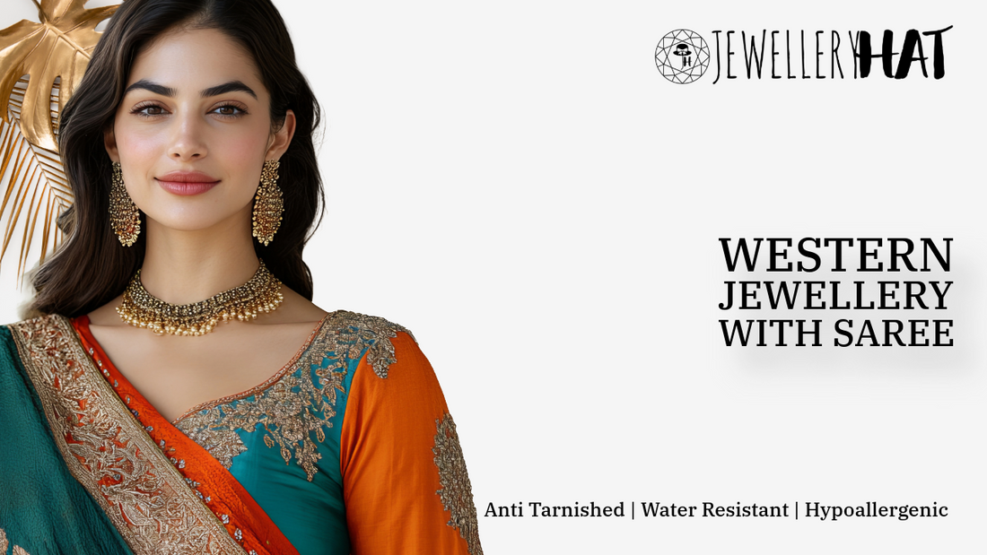 western jewellery with saree