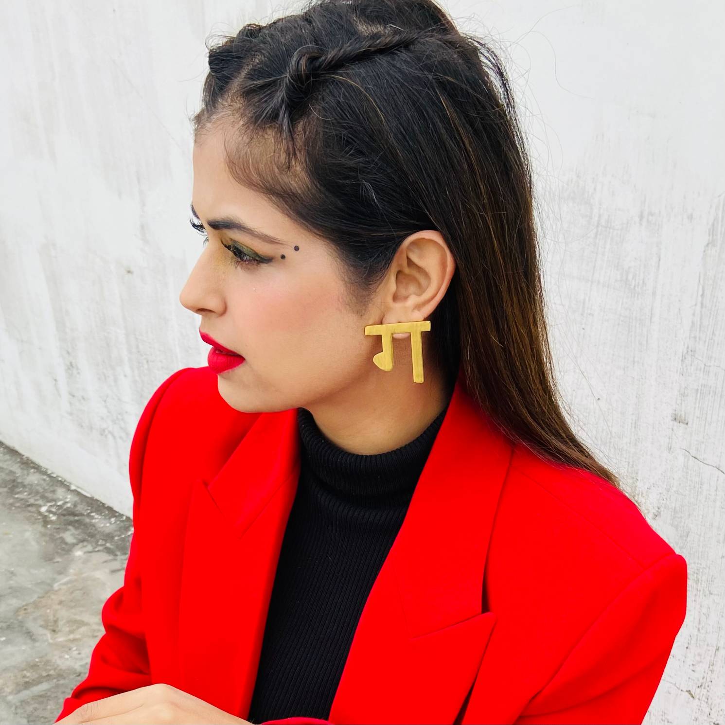 Hindi Letter Earrings