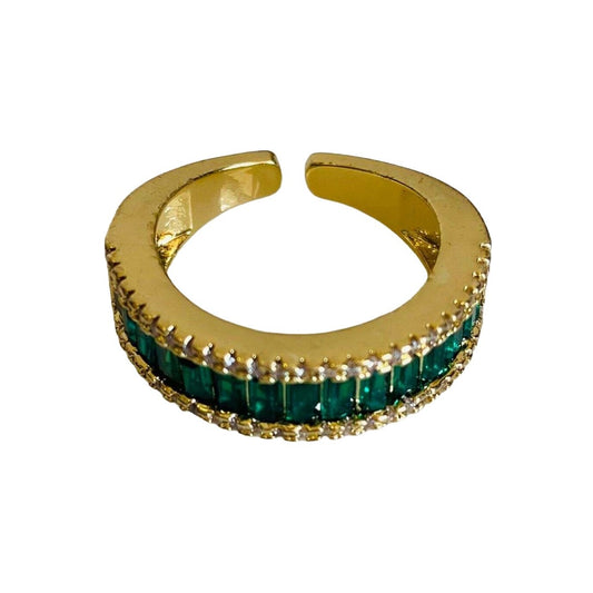 Emerald Running Ring For Women | Adjustable Size | Waterproof | Fashion Jewellery