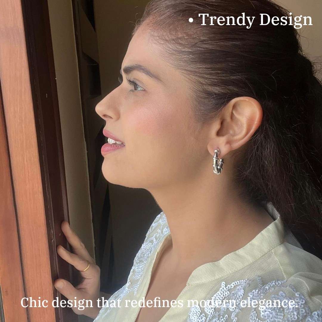 Chunky Silver Hoop Earrings | Modern Earrings | Silver Plated Jewellery