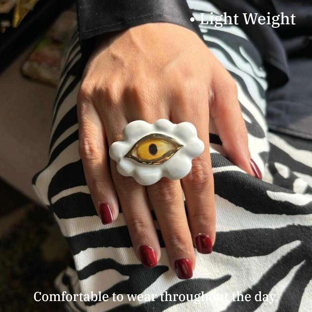 Big Evil Eye Ring White | Anti-Tarnish | Water Resistant | Gift Box Packing