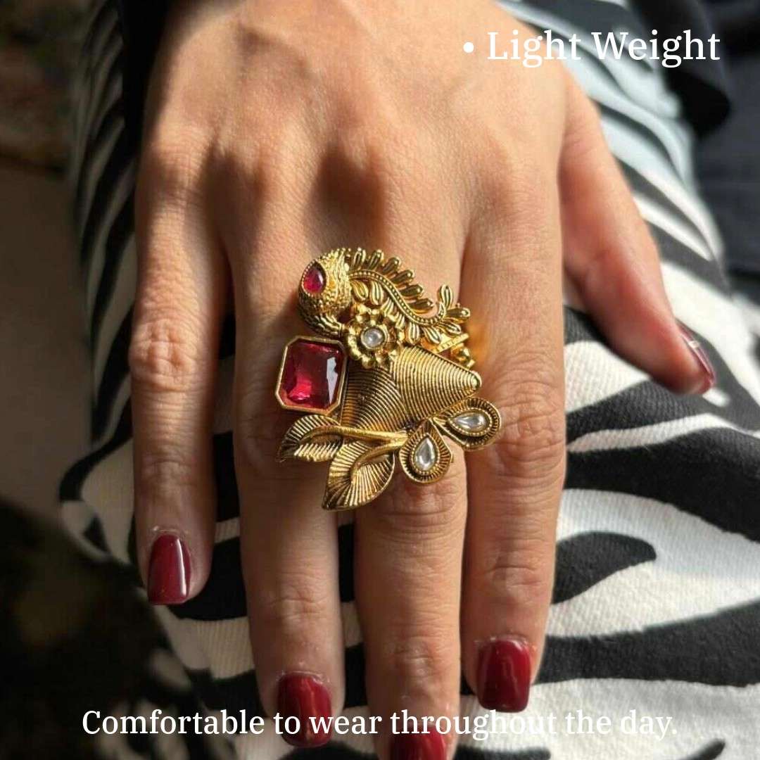 Big Gold Traditional Ring | Anti-Tarnish | Water Resistant | Gift Box Packing