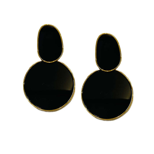 Black Drop Earrings | Round Black Earrings | Black Colour Jewellery