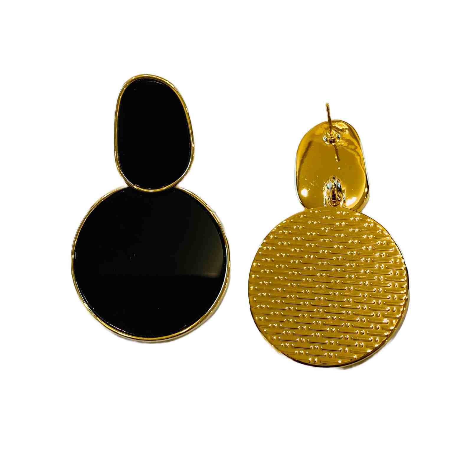 Black Drop Earrings | Round Black Earrings | Black Colour Jewellery