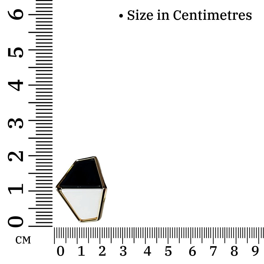 Black Earrings, Geometric Triangle Stud Earrings, Black and White Color Design, Gold-Plated, Anti Tarnish, Water Resistant, Lightweight, Gift Packaged