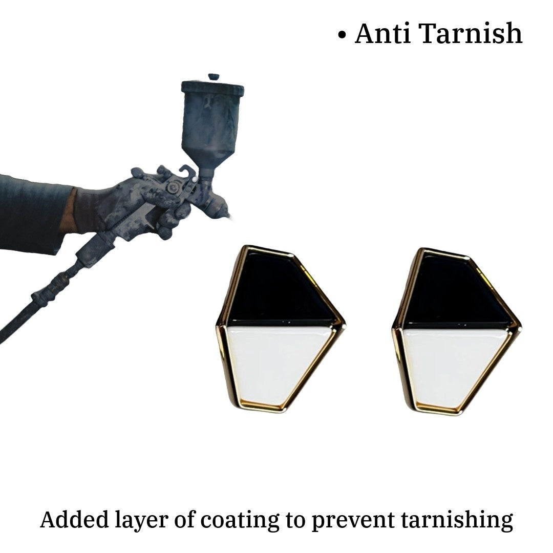 Black Earrings, Geometric Triangle Stud Earrings, Black and White Color Design, Gold-Plated, Anti Tarnish, Water Resistant, Lightweight, Gift Packaged