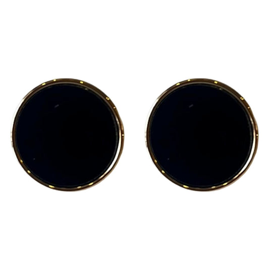 Black Earrings, Round Black Stud Earrings for Women, 2 cm, Gold-Plated Design, Classic Fashion Jewelry, Anti Tarnish, Water Resistant, Lightweight, Gift Packaged