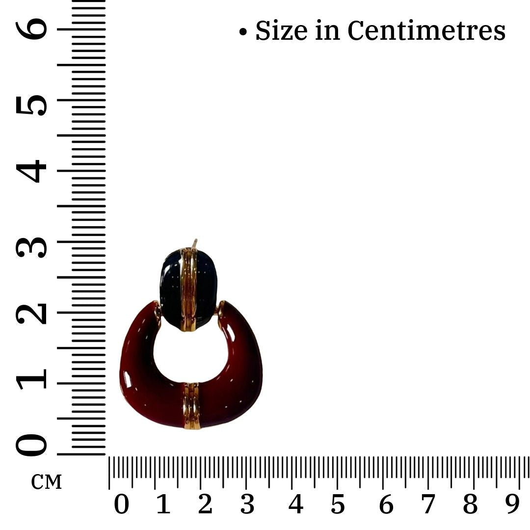 Brown Earrings For Women, Statement Stud Earrings, Black and Brown Design, Gold-Plated, Anti Tarnish, Water Resistant, Lightweight, Gift Packaged