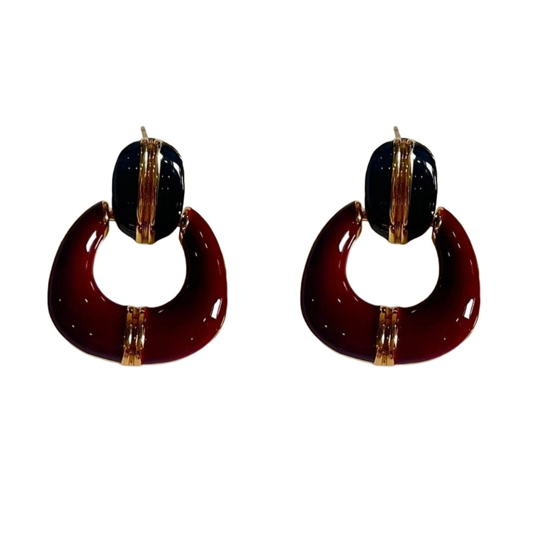 Brown Earrings For Women, Statement Stud Earrings, Black and Brown Design, Gold-Plated, Anti Tarnish, Water Resistant, Lightweight, Gift Packaged