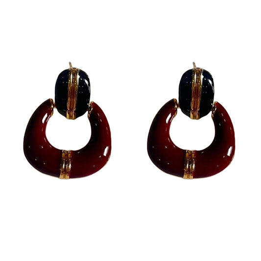 Brown Earrings For Women, Statement Stud Earrings, Black and Brown Design, Gold-Plated, Anti Tarnish, Water Resistant, Lightweight, Gift Packaged