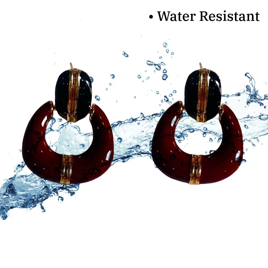 Brown Earrings For Women, Statement Stud Earrings, Black and Brown Design, Gold-Plated, Anti Tarnish, Water Resistant, Lightweight, Gift Packaged