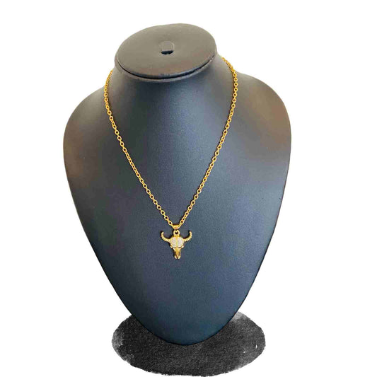 Bull Pendant Necklace | Gold Plated | Artificial Jewellery
