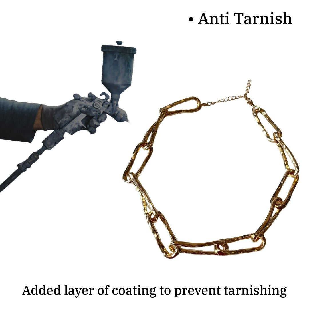 Chunky Chain Link Statement Necklace, Gold-Plated, Adjustable