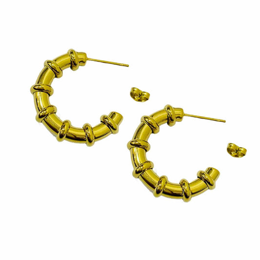 Chunky Gold Hoop Earrings | Modern Earrings | Gold Plated Jewellery