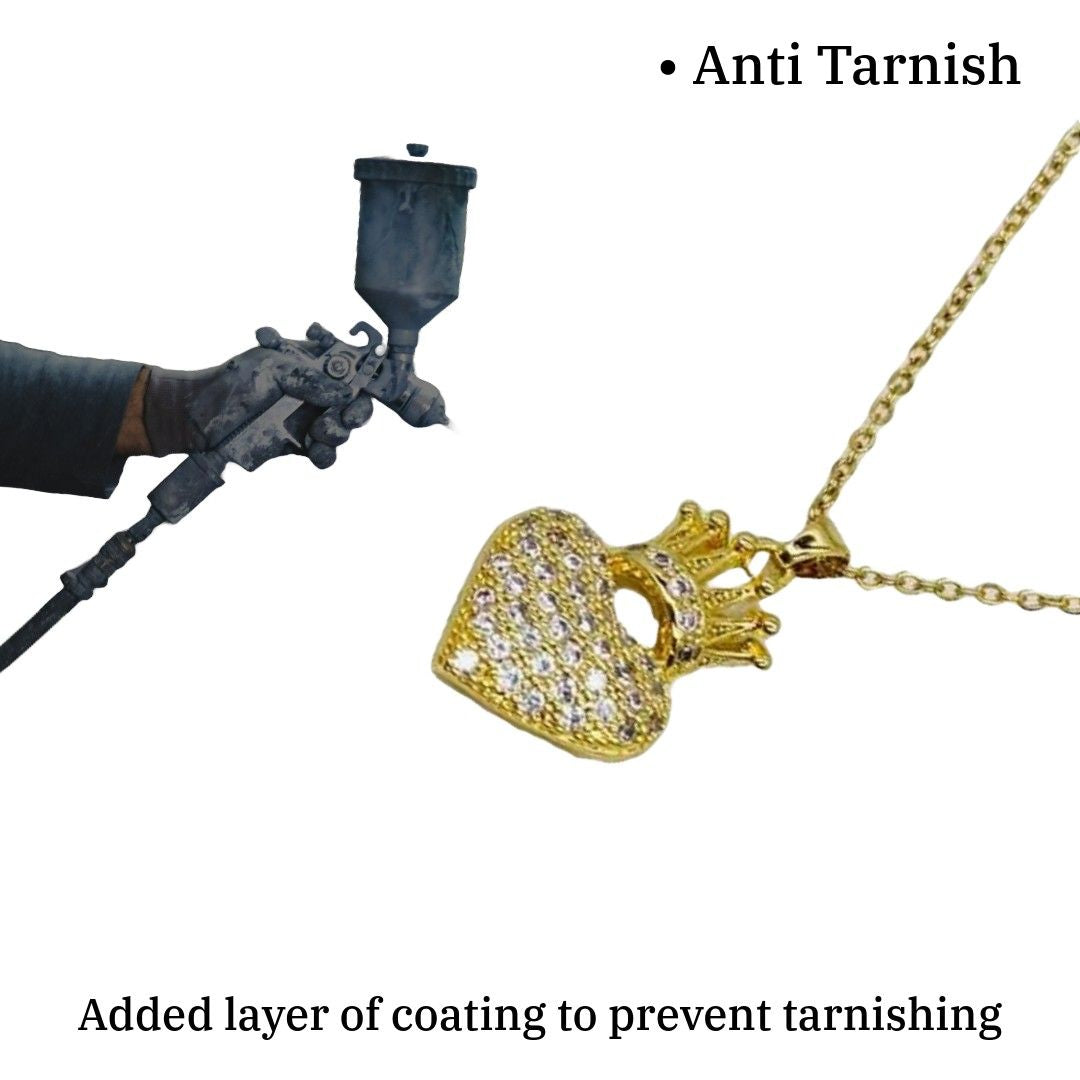 Heart Crown Necklace | Gold Plated Heart Crown Necklace for Women | Artificial Jewellery