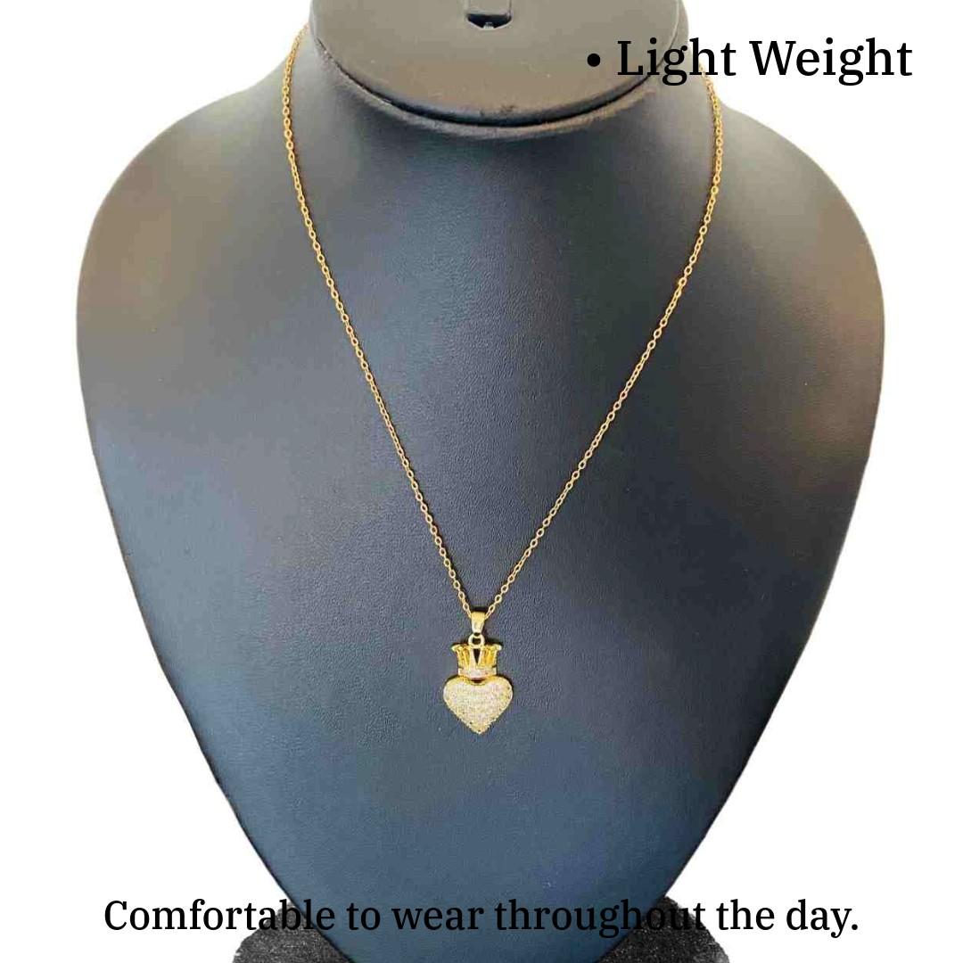 Heart Crown Necklace | Gold Plated Heart Crown Necklace for Women | Artificial Jewellery