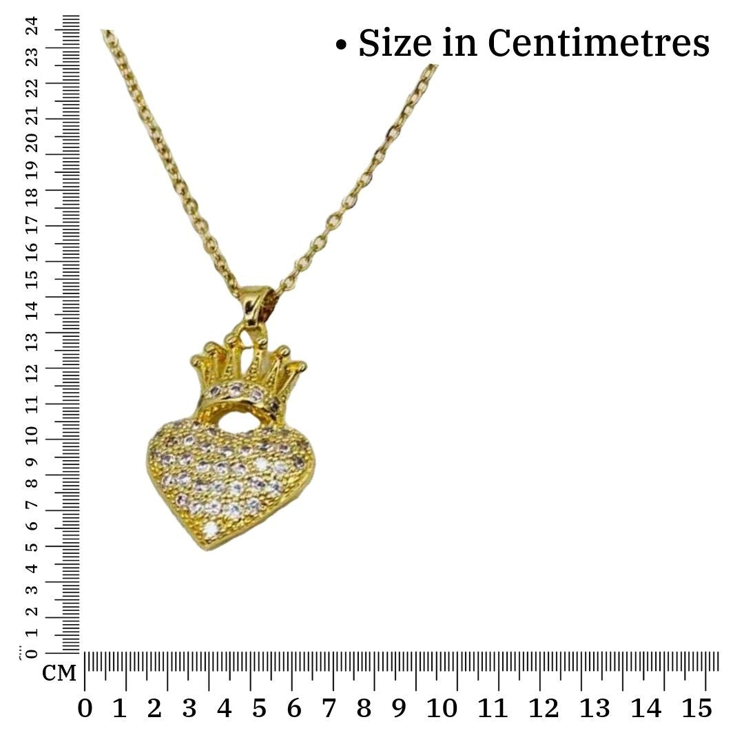 Heart Crown Necklace | Gold Plated Heart Crown Necklace for Women | Artificial Jewellery