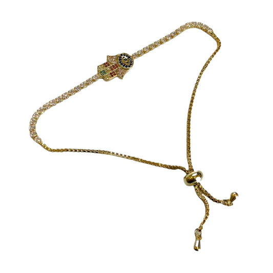 18K Gold Plated Premium Bracelets For Girls | Adjustable Length Jewellery | With Humsa Charms