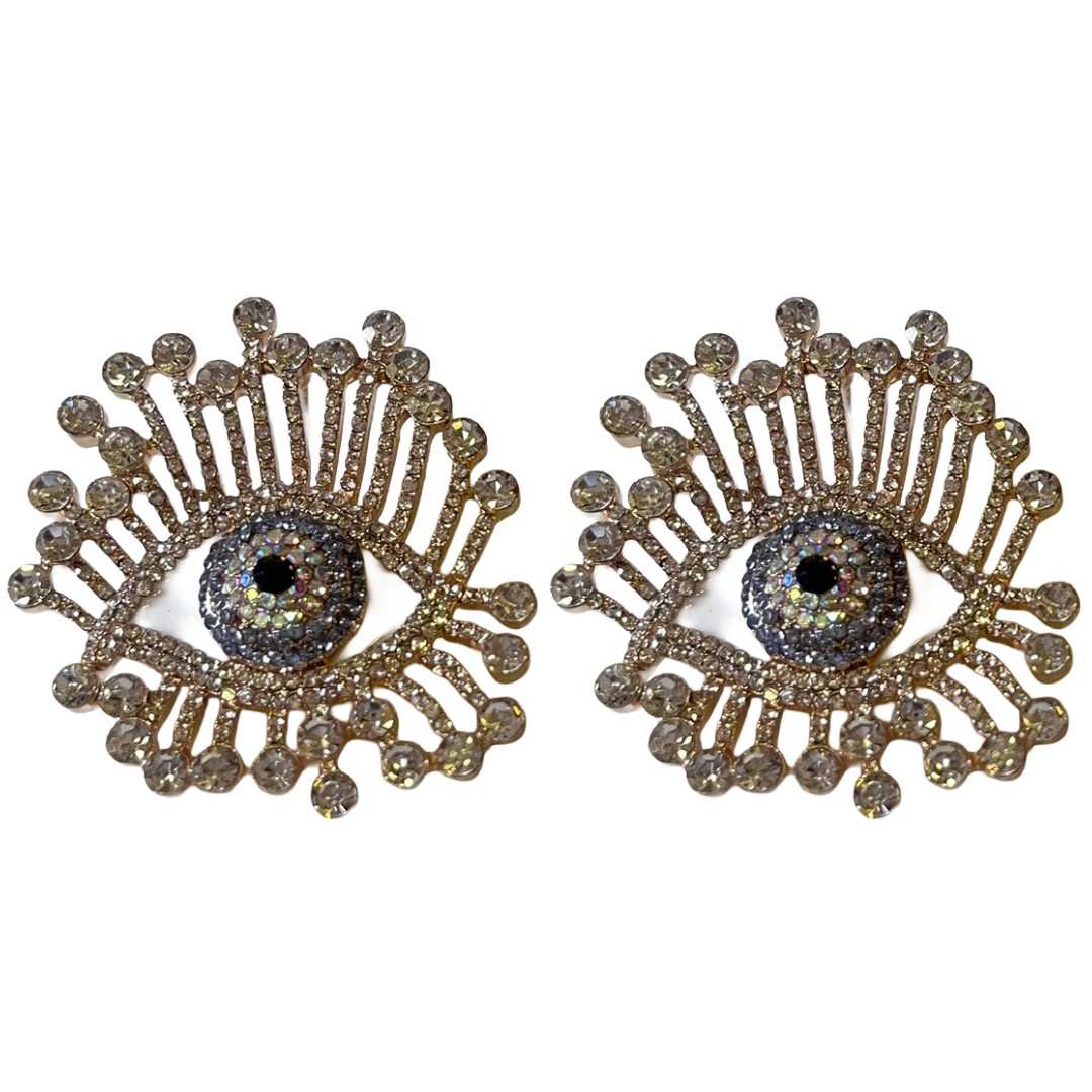 Crystal Evil Eye Diamond look Statement Earrings, Silver-Plated, Fashion Jewellery for Women, Anti Tarnish, Water Resistant, Lightweight, Gift Packaged