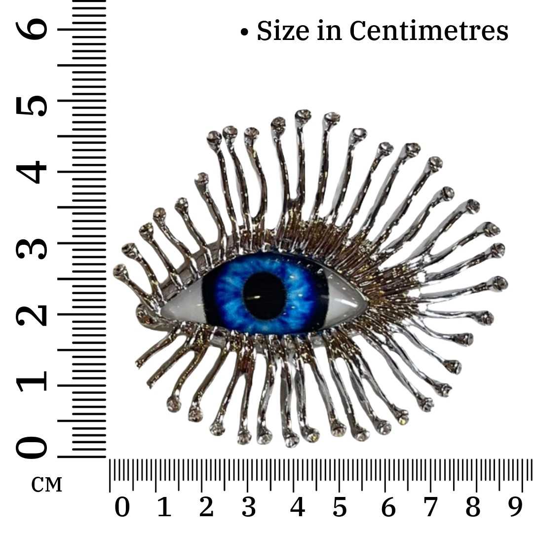 Crystal Evil Eye Statement Earrings, Blue Glass Eyes with Silver-Plated Spikes, Fashion Jewellery for Women, Anti Tarnish, Water Resistant, Lightweight, Gift Packaged