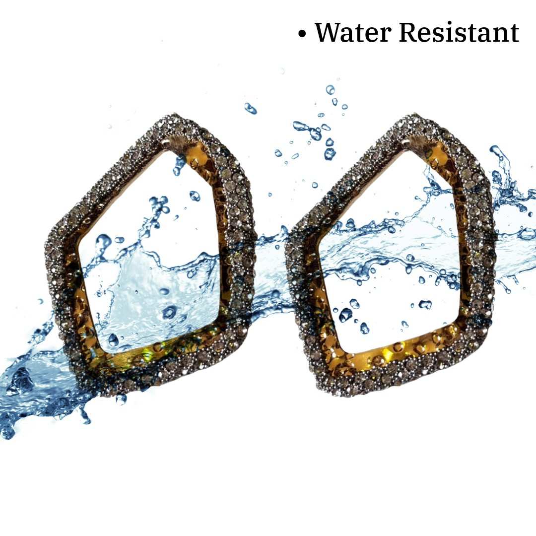 Crystal Studded Gold Plated Hoop Earrings, 5.8 cm, Geometric Shape Design, Earrings for Women, Anti Tarnish, Water Resistant, Lightweight, Gift Packaged