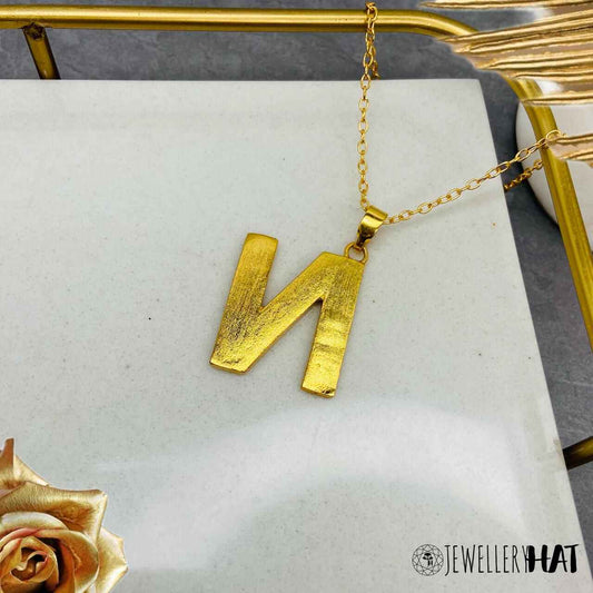 Customised Name Pendant | Gold Plated N Word Necklace for Women | Initial Jewellery