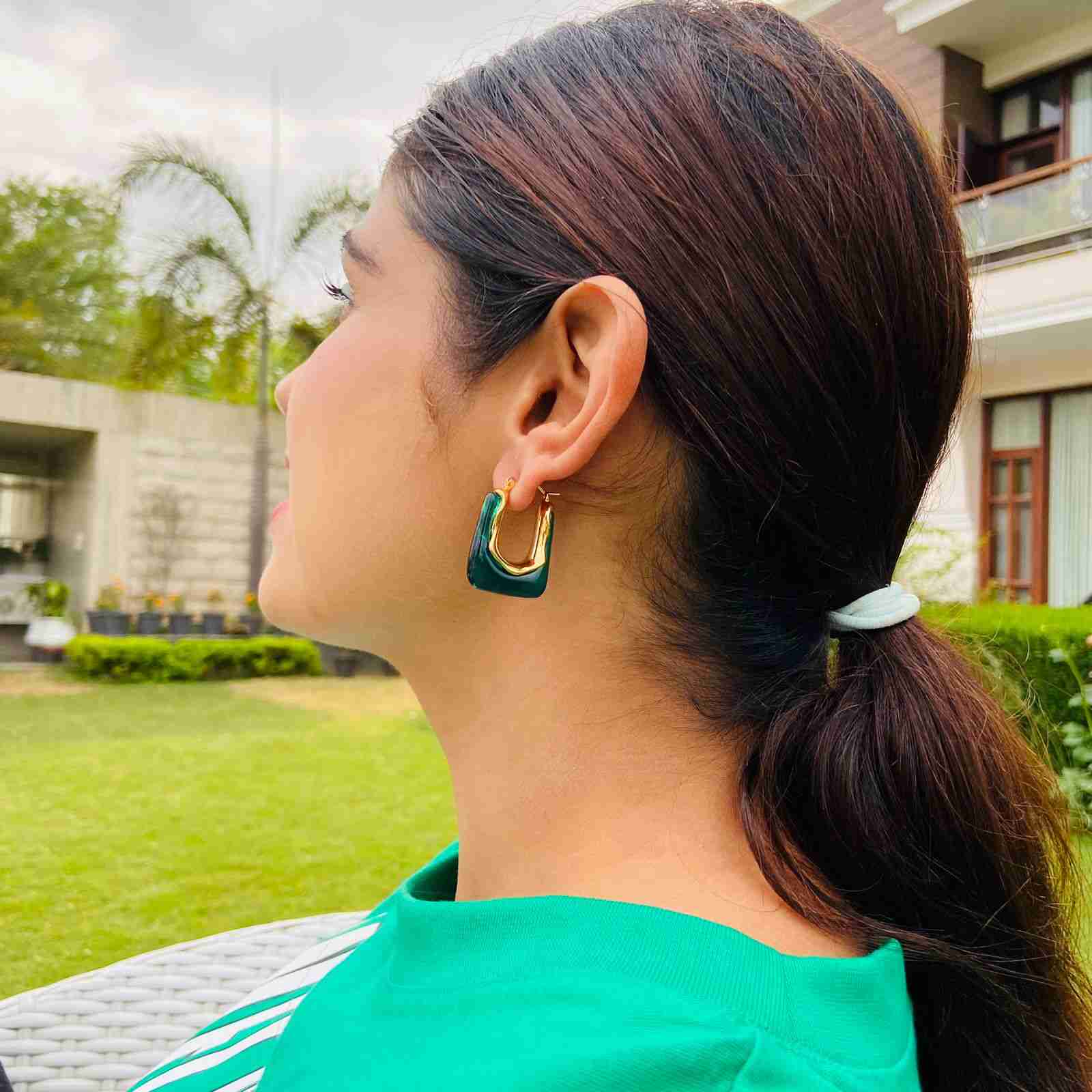 Dark Emerald Green Earrings