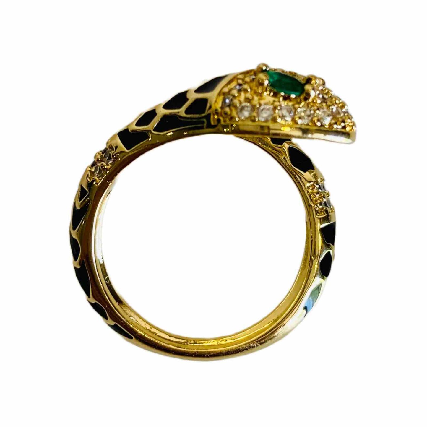 Diamond Snake Ring | Black Ring | Adjustable Ring | Anti Tarnish Jewellery
