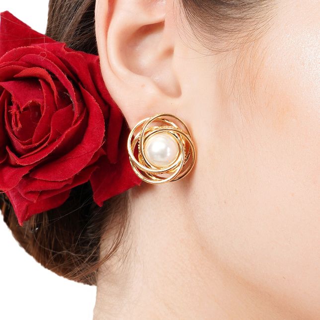 Ear Rings for Women | Pearl Gold Plated Earrings | Artificial Jewelry