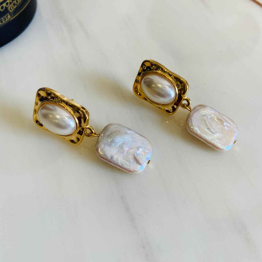 Earrings Baroque Pearl Drops - Gold Plated - Premium Collection Fashion Jewellery August - September 2022 Western Jewellery