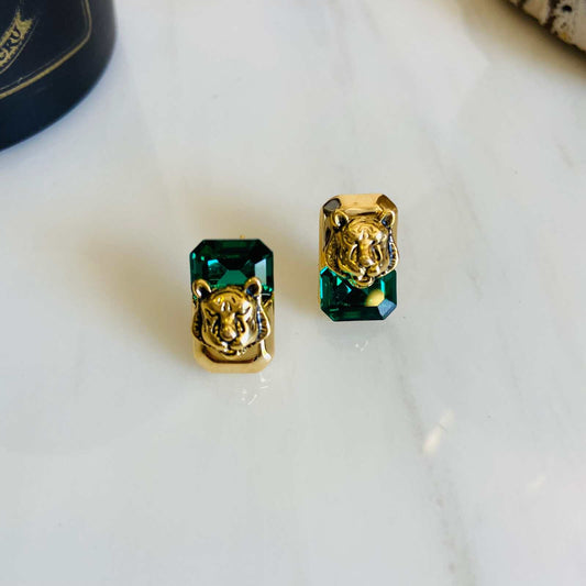 Earrings Emeralds & More Tiger Edition - Gold Plated - Premium Collection Fashion Jewellery August - September 2022 Western Jewellery