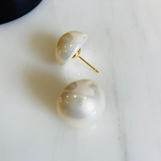 Earrings Flat Back Pearl Studs - Gold Plated - Premium Collection Fashion Jewellery August - September 2022 Western Jewellery
