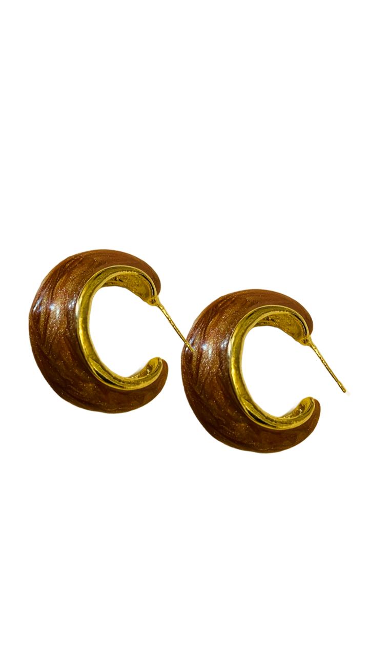 Earrings Jade Good Luck Stone C Shaped - Premium Collection - Gold Plated Fashion Jewellery