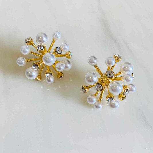 Earrings Pearl Atoms - Gold Plated Earrings - Premium Collection Fashion Jewellery October 2022 Western Jewellery