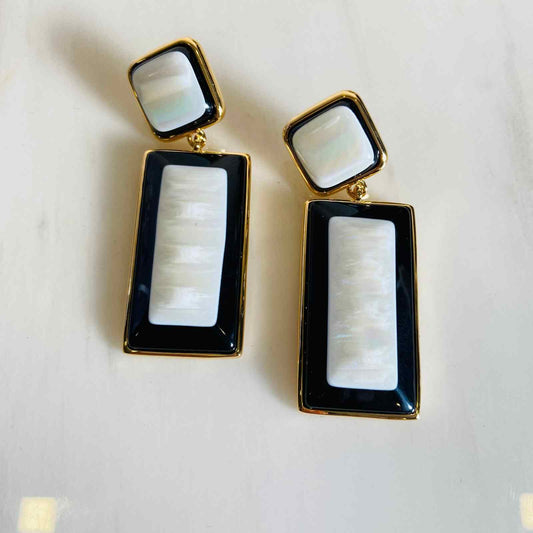 Earrings Rectangular Cat Eye Studs Extra Large Gold Plated Earrings - Premium Collection Fashion Jewellery October 2022 Western Jewellery