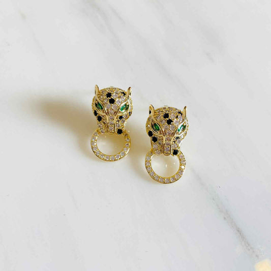 Earrings Tiger - Gold Plated Earrings - Premium Collection Fashion Jewellery October 2022 Western Jewellery