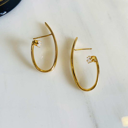 Earrings Zirconia Drop - Gold Plated - Premium Collection Fashion Jewellery August - September 2022 Western Jewellery