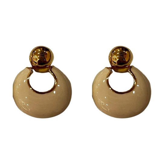 Elegant Crescent Drop Earrings, Gold-Plated, White Earrings, Fashion Statement Jewellery, Anti Tarnish, Water Resistant, Lightweight, Gift Packaged