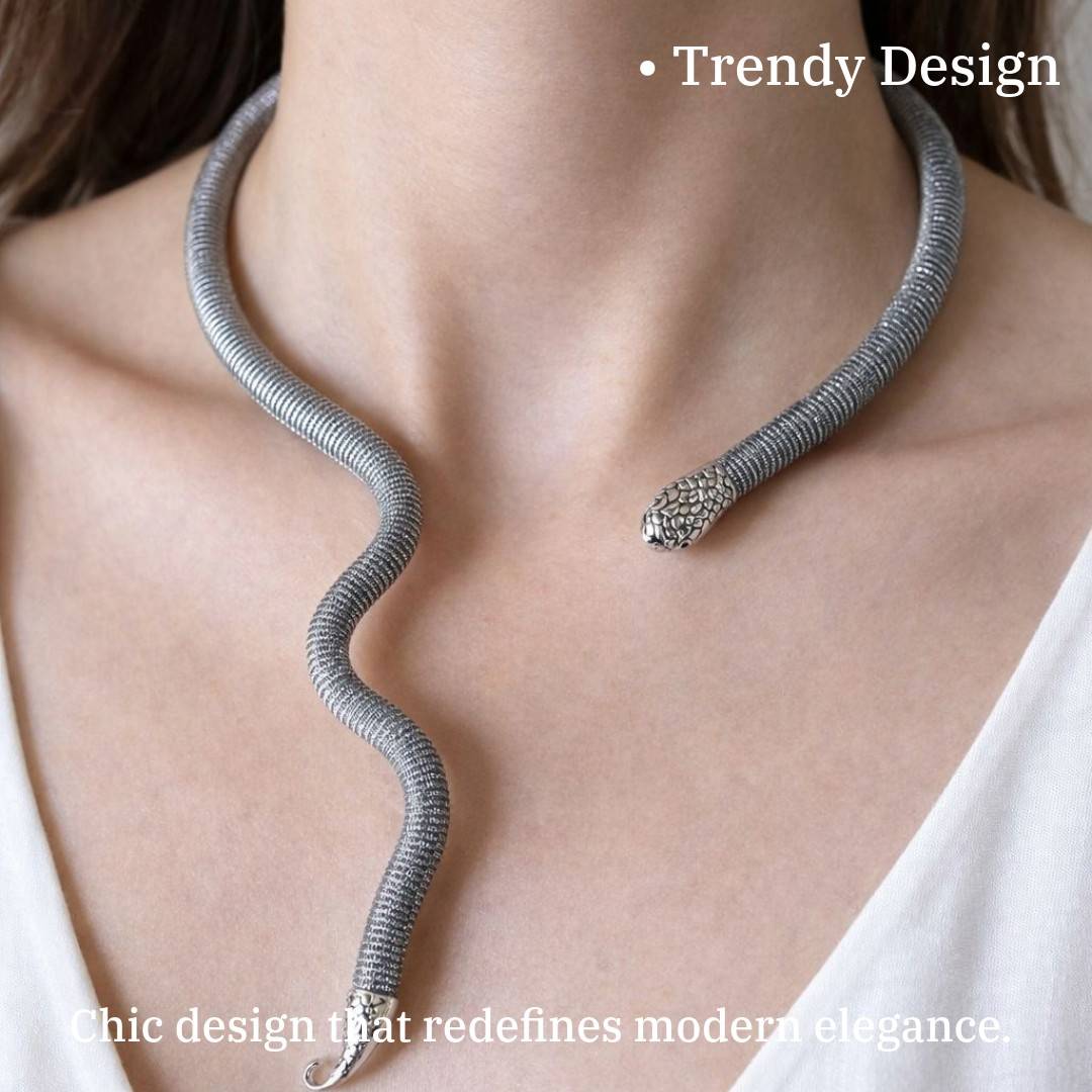 Jewellery Hat Elegant Snake Statement Necklace for Women, Serpentine Design, Fashion Jewelry Accessory, Anti Tarnish, Water Resistant, Lightweight, Gift Packaged