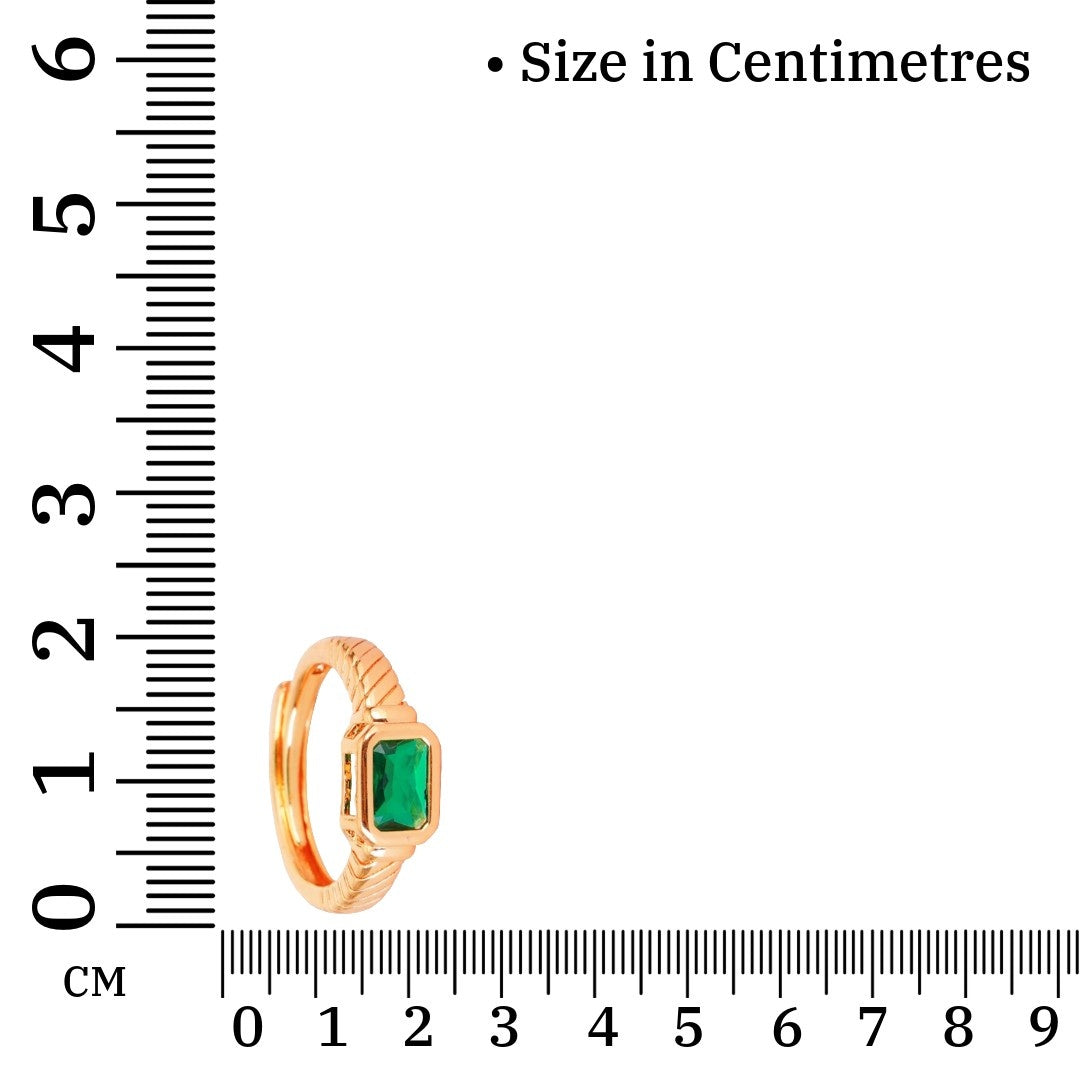 Ladies Gold Ring With Emerald Stone | Imitation Jewellery