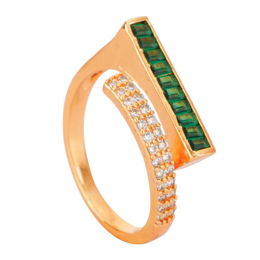 Emerald String Ring | Gold Ring Design For Female | Adjustable Size | Fashion Jewellery