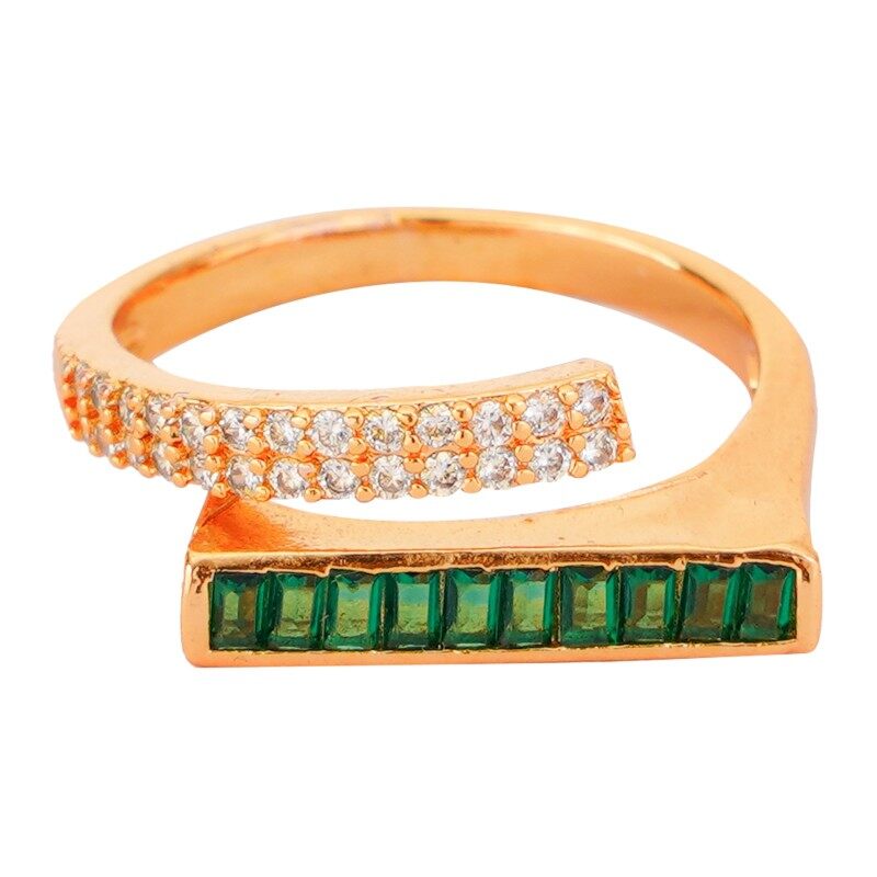 Emerald String Ring | Gold Ring Design For Female | Adjustable Size | Fashion Jewellery