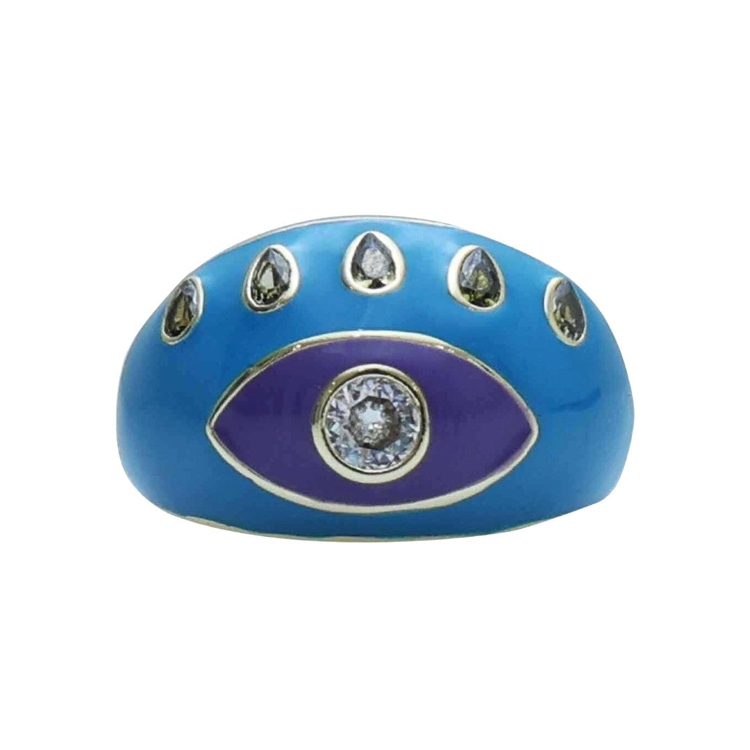 Gold Eye Ring | Blue Ring | Gold Plated Evil Eye Ring for Women | Artificial Jewellery