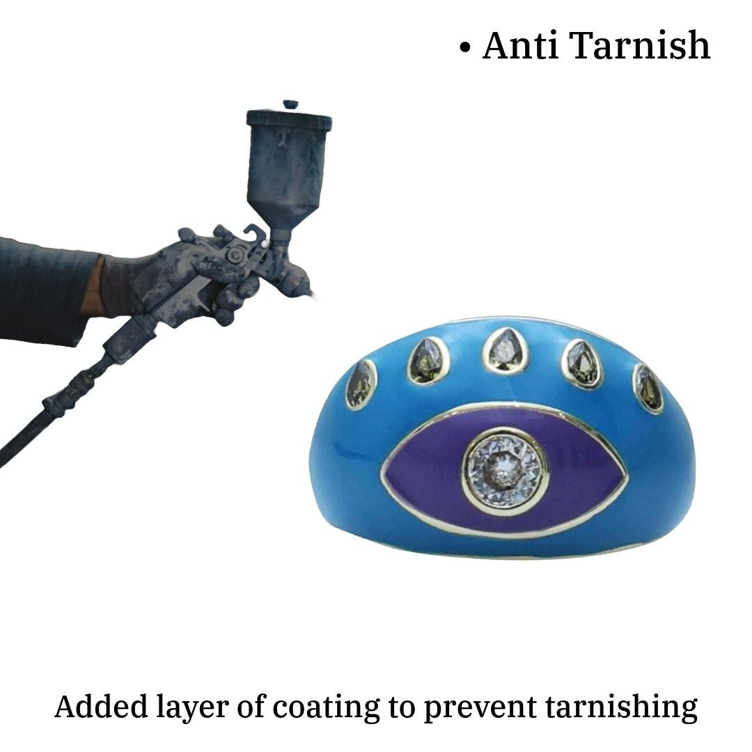 Gold Eye Ring | Blue Ring | Gold Plated Evil Eye Ring for Women | Artificial Jewellery